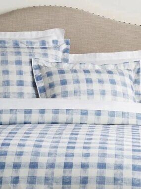 NWT Pottery Barn Rhett Check Duvet Cover in blue - Full/Queen